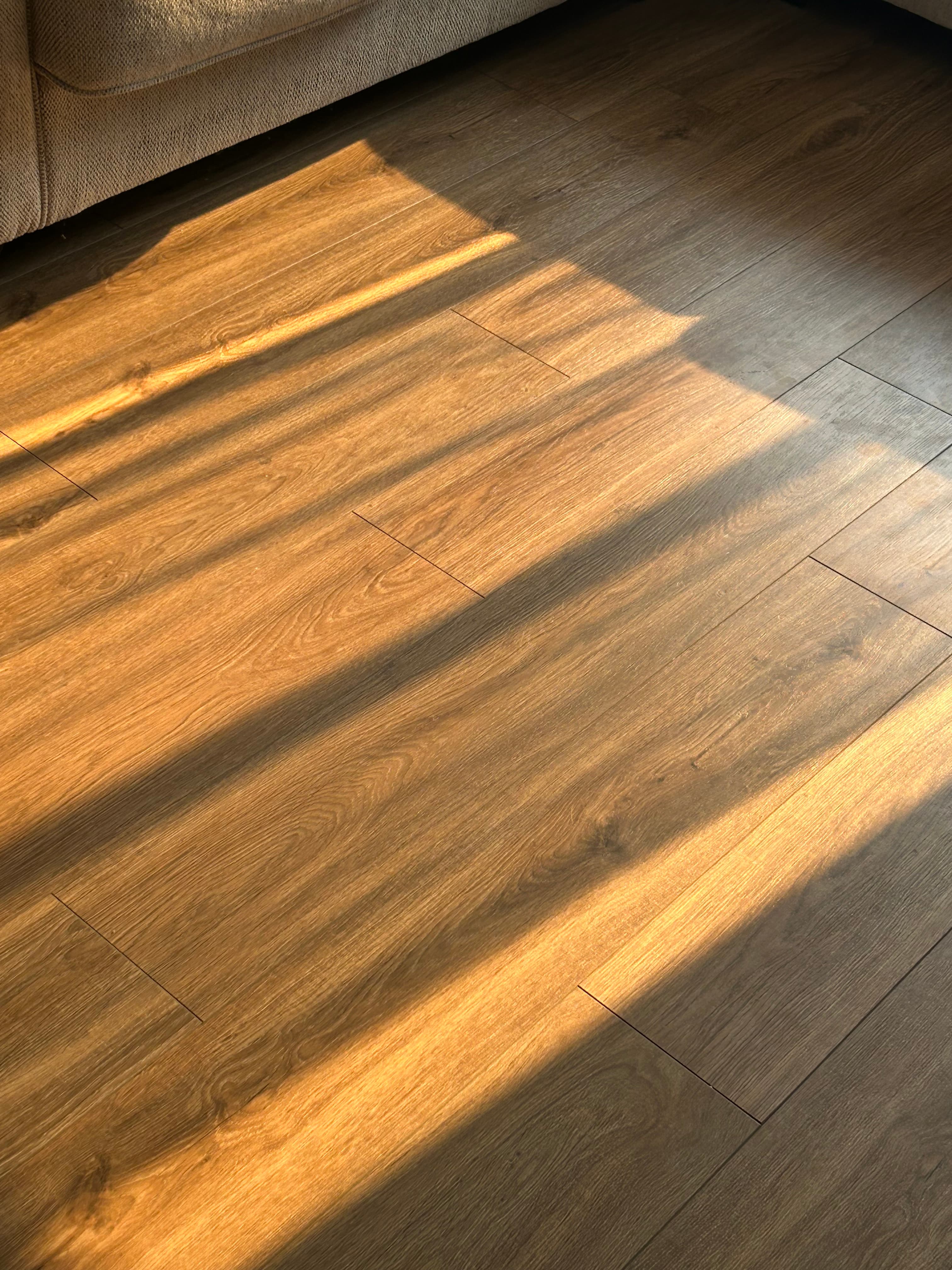 Sunlit wood floor detail
